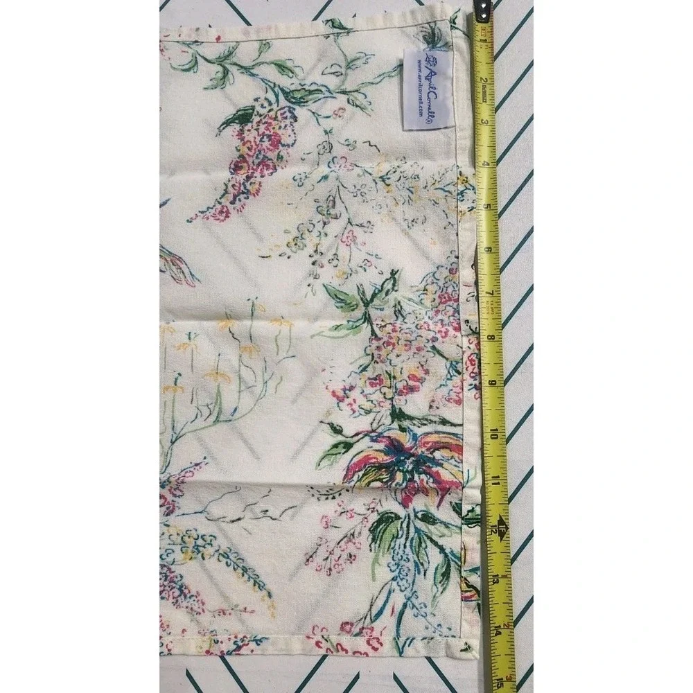 April Cornell 100% Cotton Napkin 2pc Hummingbird Floral White Spring Cottage New